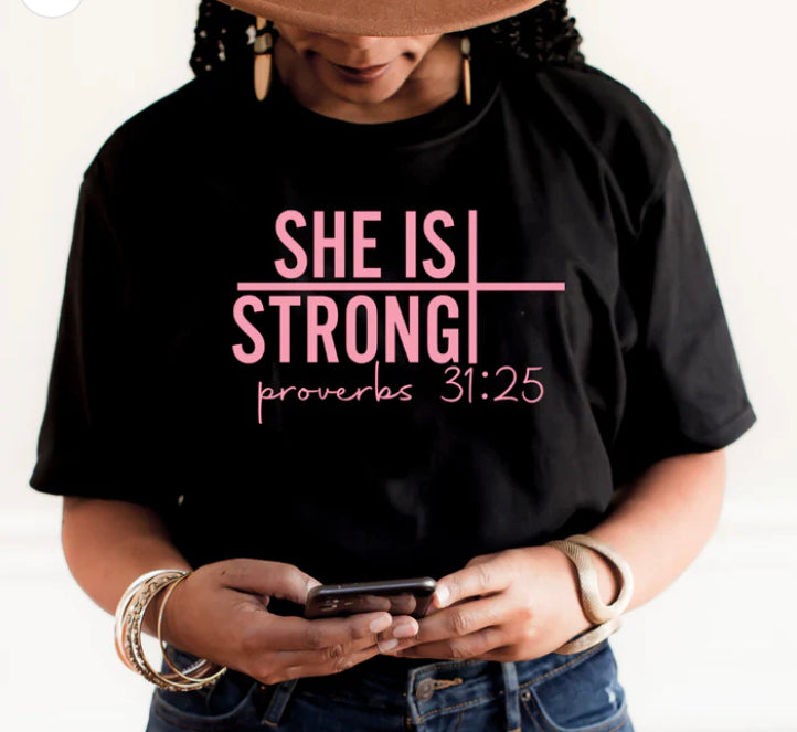 UNISEX-Inspired Shirt Sleeve T-Shirt- She is Strong