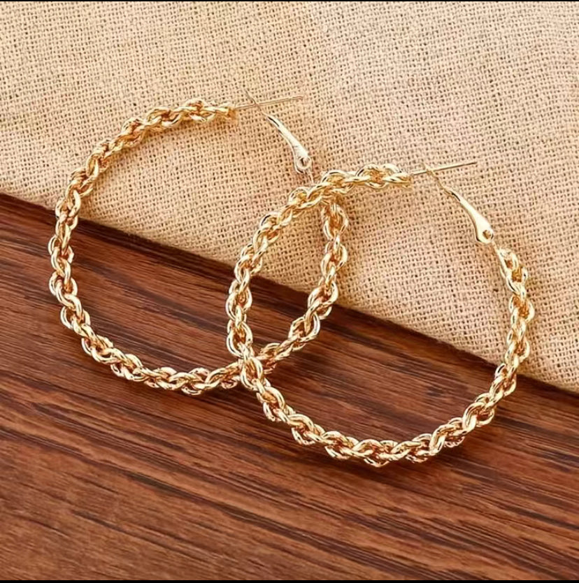 Chunky chain hoop earrings 18k gold plated
