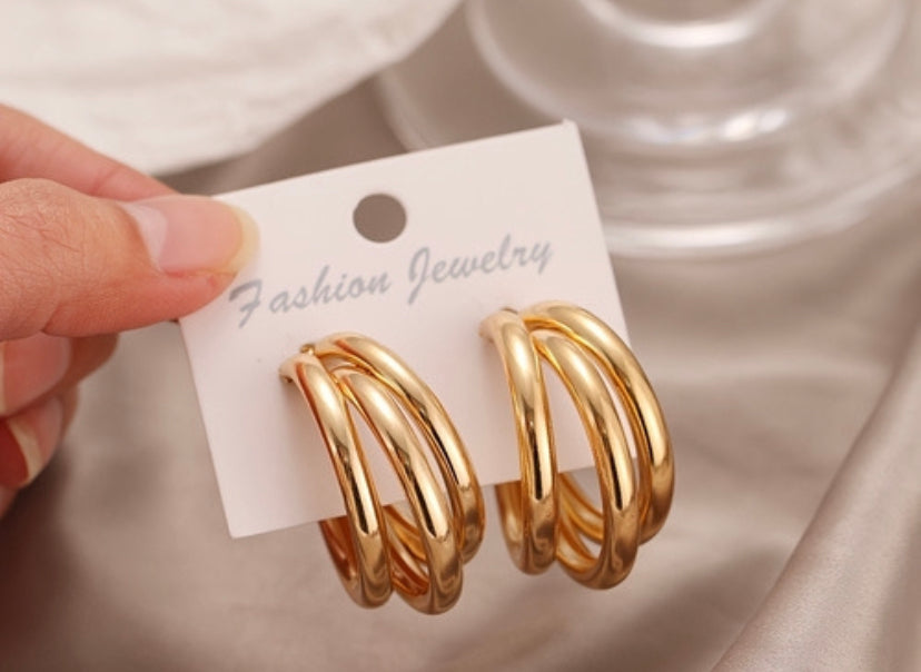 Multi-layer C-shape fashion jewelry gold &silver plated