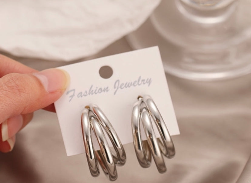 Multi-layer C-shape fashion jewelry gold &silver plated