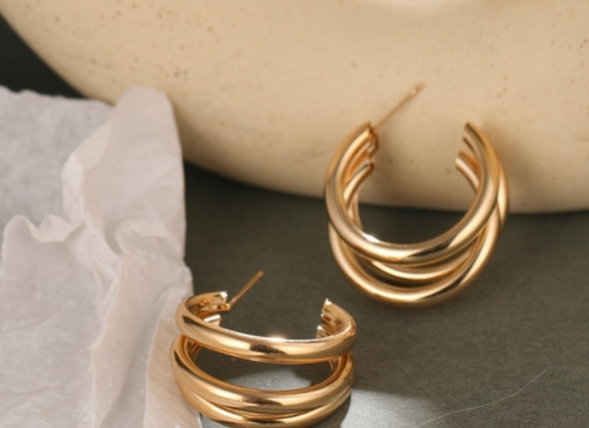 Multi-layer C-shape fashion jewelry gold &silver plated