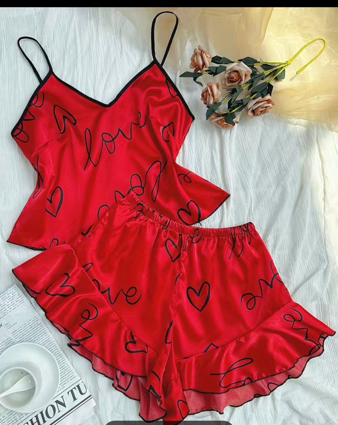 Heart Print Pajama Set