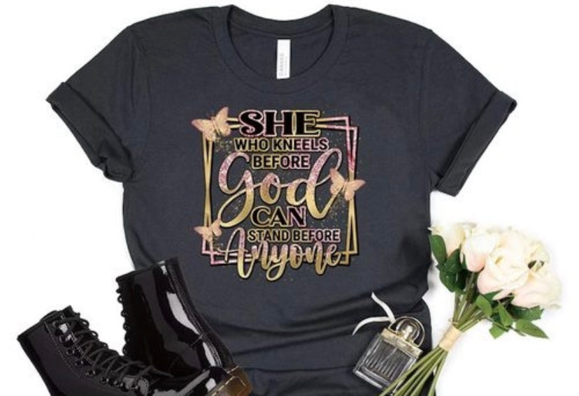 Inspired Short Sleeve T-Shirt-She who Kneels before God